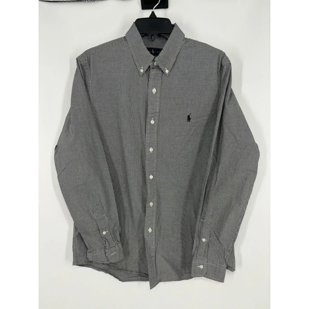 Polo Ralph Lauren Long Sleeve‎ Button Down Up Front Shirt Check Checkered Large